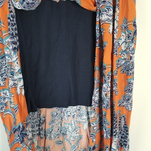 Cabi Calypso Paradise Tie Waist Swing Maxi Skirt Size S Orange/Blue Flowy Floral - Picture 3 of 14